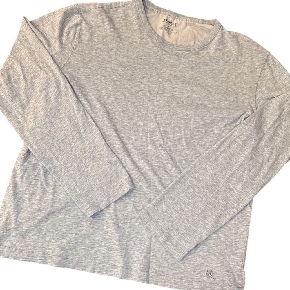Express Long Sleeve T-Shirt Mens Large Gray Cotton Crew Neck‎ Academia Prep Y2K
